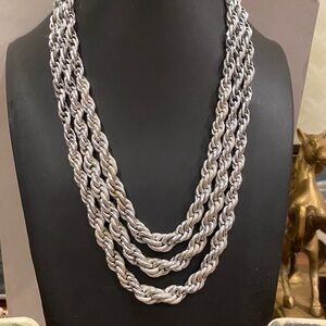 Western Germany Silver Tone Multi-Strand Necklace